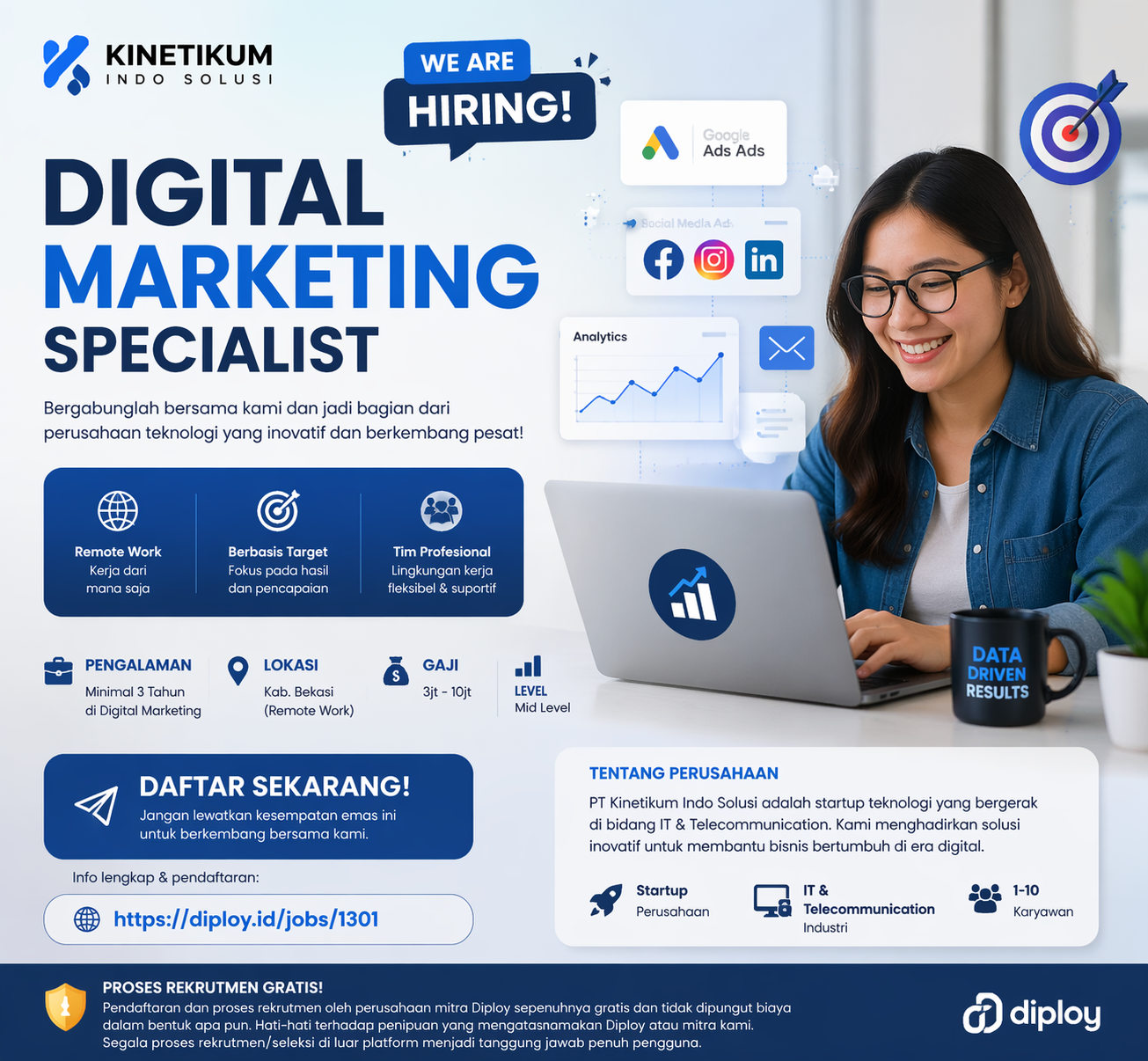Lowongan Digital Marketing Specialist - PT Kinetikum Indo Solusi