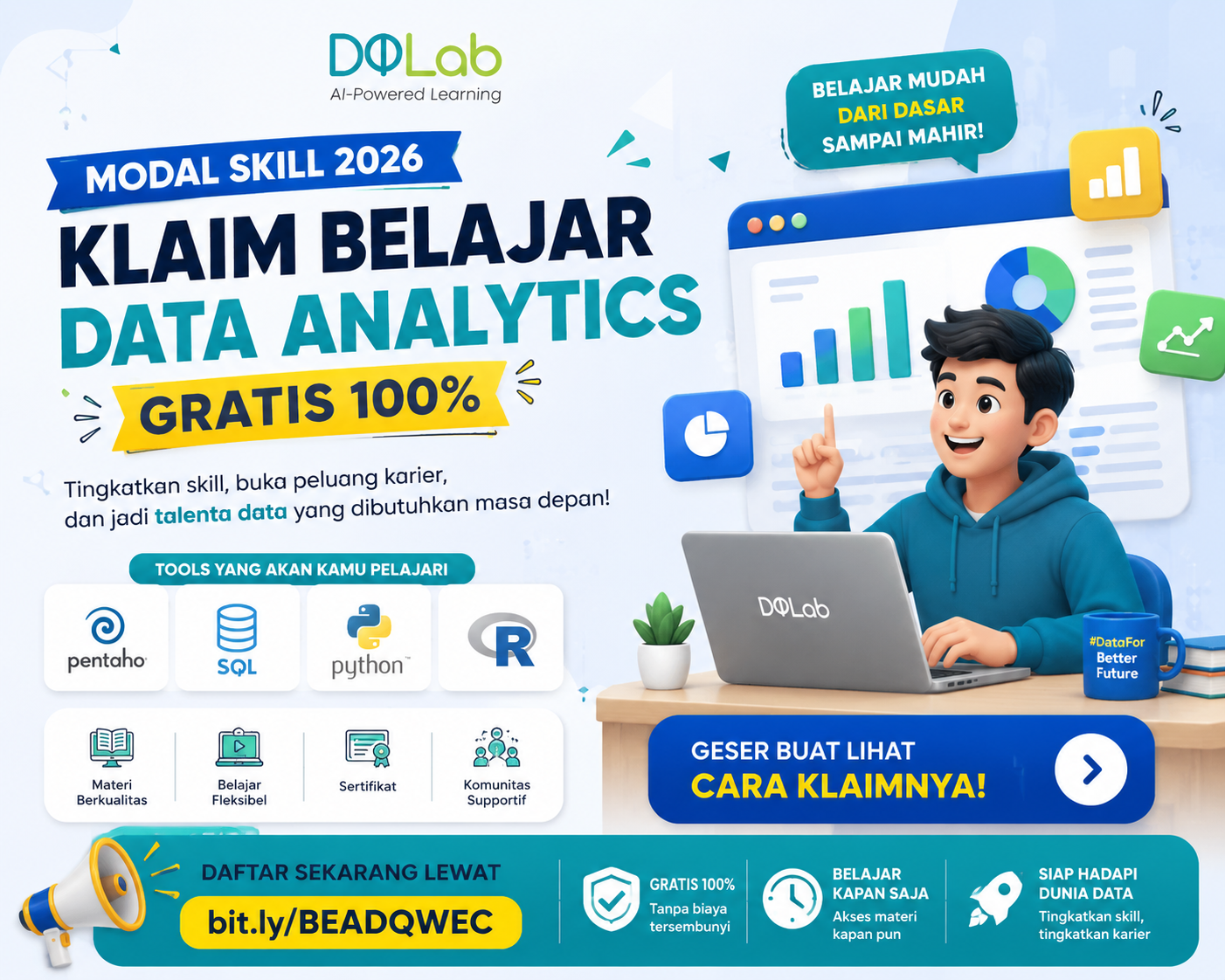 DQLab Buka Kesempatan Klaim Belajar Data Analytics Gratis 100 Persen