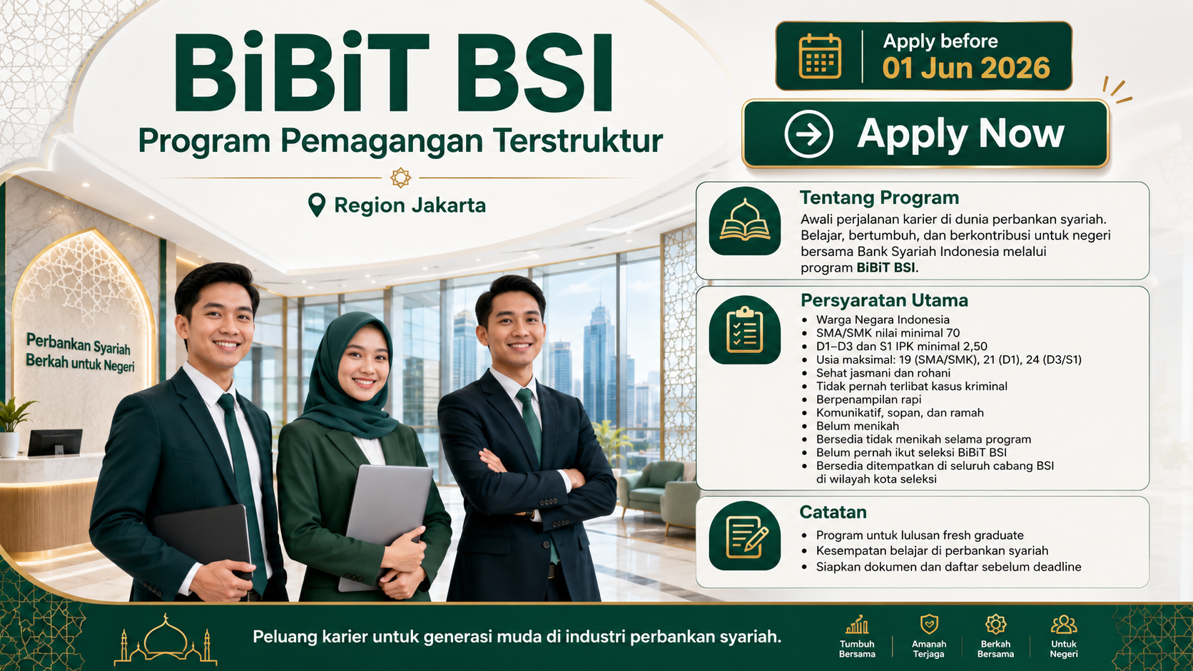 BSI Buka Program BiBiT BSI Region Jakarta, Apply Sebelum 1 Juni 2026