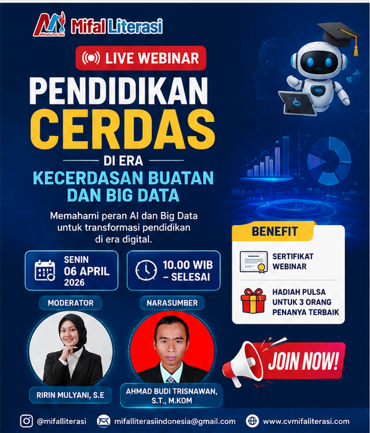 Mifal Literasi Gelar Webinar Pendidikan Cerdas di Era Kecerdasan Buatan dan Big Data pada 6 April 2026