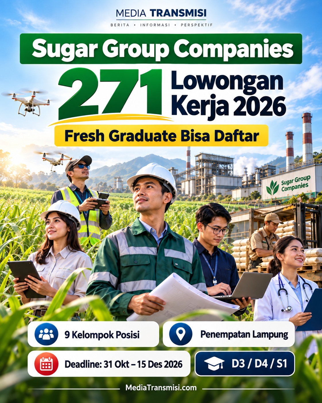 Loker Sugar Group Companies 2026 untuk D3 hingga S1, Deadline Sampai Desember