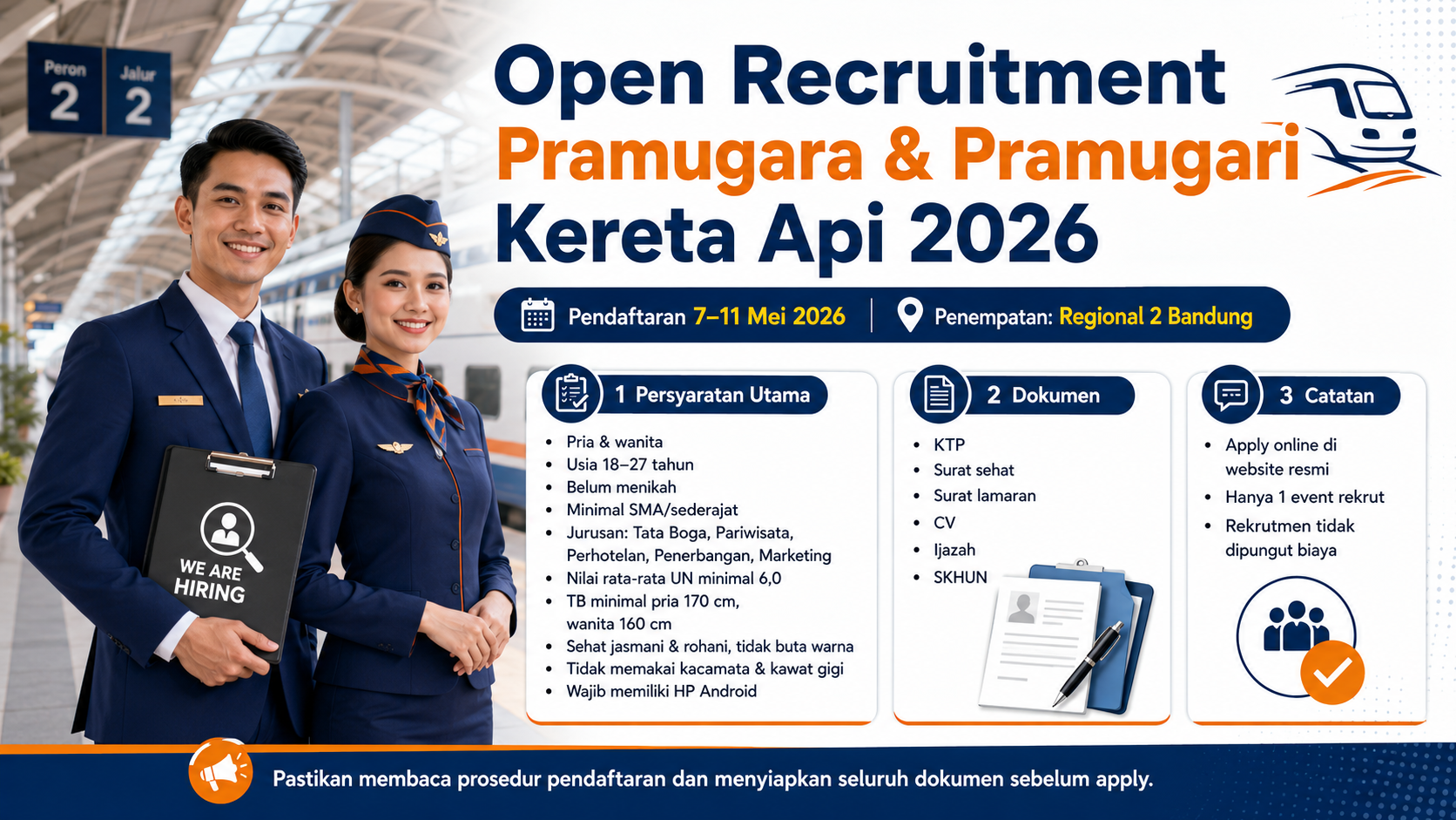 KAI Services Buka Rekrutmen Pramugara dan Pramugari Kereta Api 2026