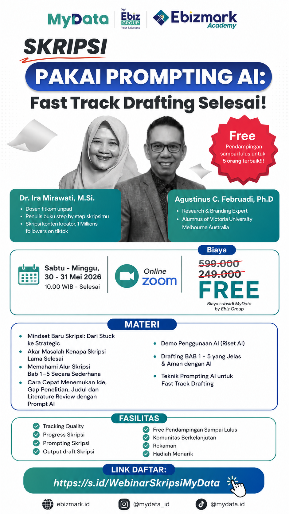 MyData dan Ebizmark Academy Gelar Webinar Gratis “Skripsi Pakai Prompting AI”